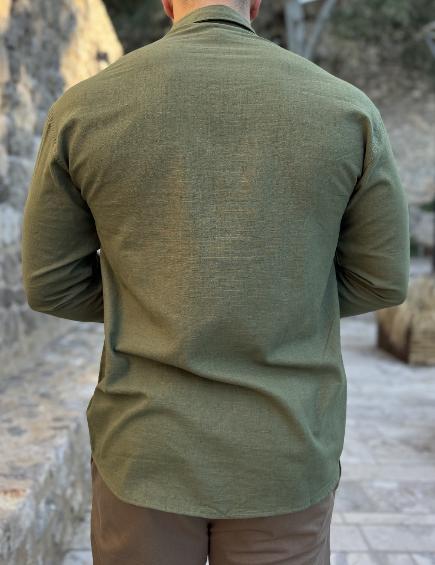 Ανδρικό χακί μακρυμάνικο πουκάμισο RMZ19140X φωτογραφία